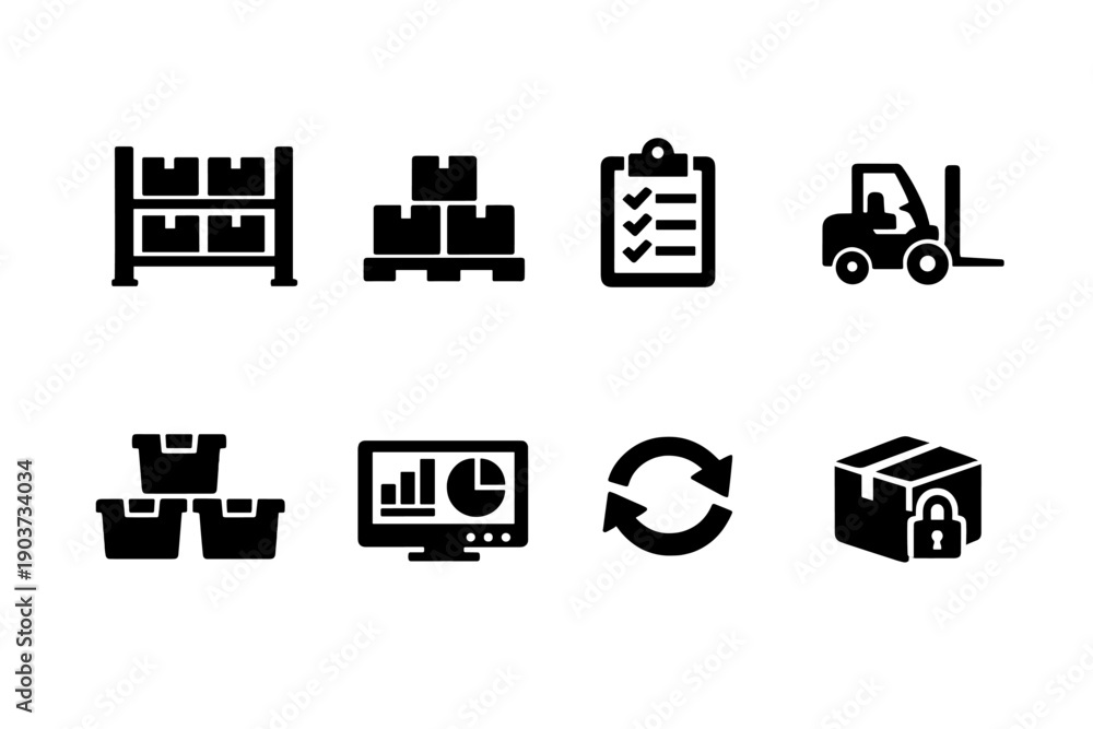 custom made wallpaper toronto digitalWarehouse Inventory. Filled icon set of Warehouse Inventory: warehouse shelves, pallet boxes, inventory clipboard,