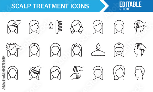 Hair Care Routine Minimal Outline Icons Pack