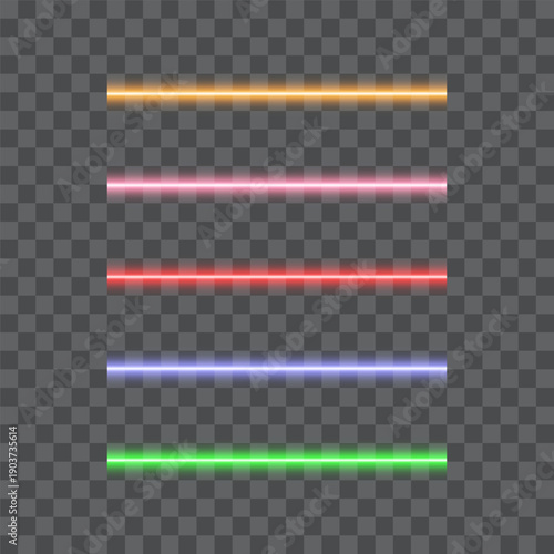 Neon tube light set, vector illustration.