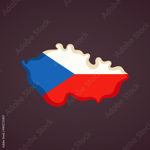 Map of Czech Republic colored with flag