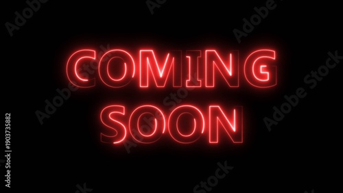 Valokuva Neon bright coming soon text icon red color 4k illustration