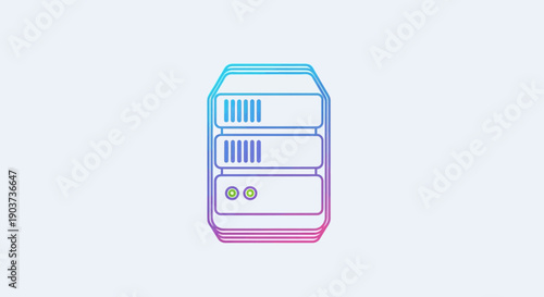 Modern Gradient Line Server Rack Icon for Cloud Computing and Data Management Technology