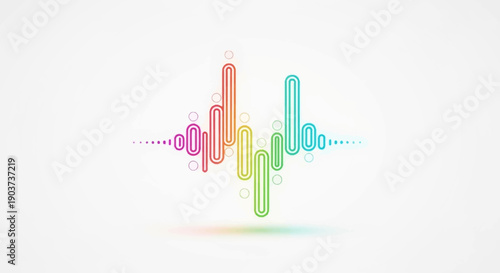 Vibrant digital sound equalizer waveform showing dynamic audio spectrum on white background