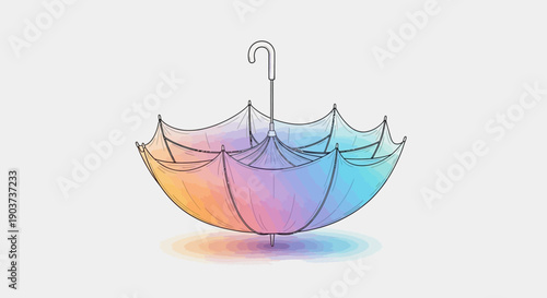 A vibrant watercolor umbrella inverted with a beautiful gradient artistic illustration a stylish