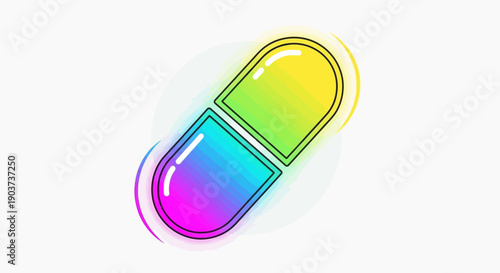 Vibrant gradient capsule illustration representing modern health and well-being graphic design icon