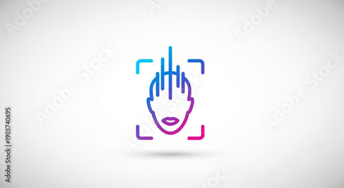 Futuristic biometric facial recognition system scan technology outline icon gradient design