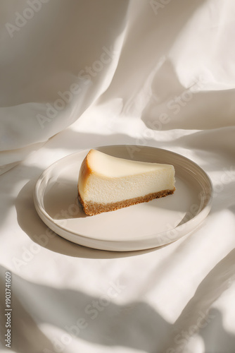 Wallpaper Mural Slice of cheescake on plate. AI generated Torontodigital.ca