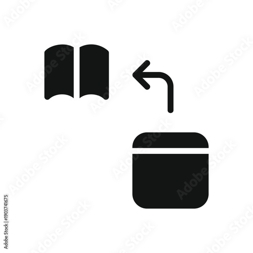 Black icons of book and portable speaker isolated on transparent background