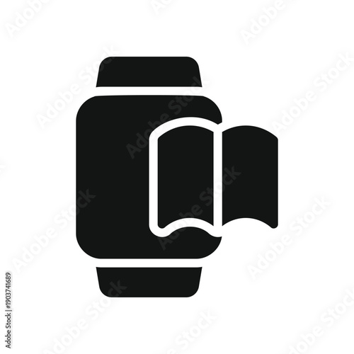 Black smartwatch icon isolated on transparent background