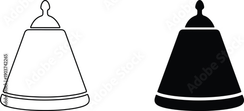 Two different bell shapes one solid and one outlined in simple style  isolated on transparent background