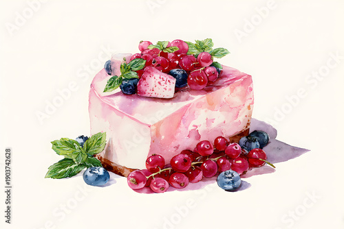 Wallpaper Mural Cheescake pie with berries illustration. AI generated Torontodigital.ca