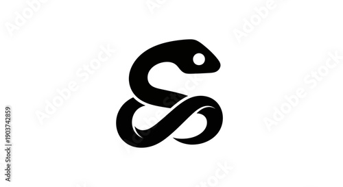 Black snake silhouette on white background