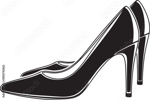black women's high heel shoes icon, elegant stiletto pumps vector illustration, fashion footwear