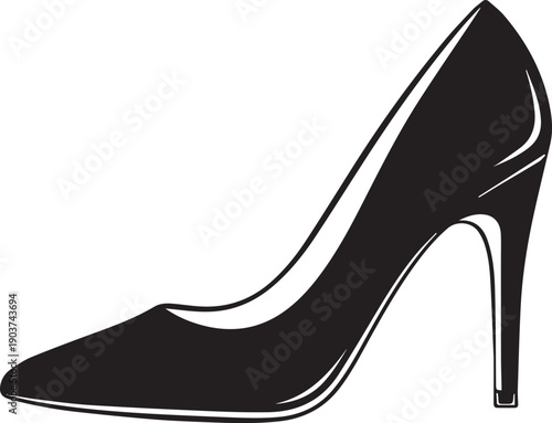 Elegant black stiletto high heel shoe classic fashion footwear vector illustration for style and glamour concepts
