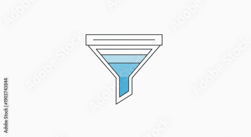 Conceptual illustration of a filter with liquid showing a process of refinement and selection