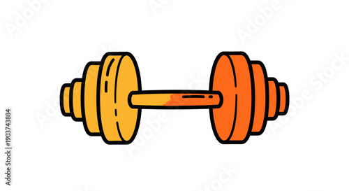 Colorful cartoon dumbbell illustration representing fitness and strength training equipment for