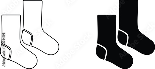 Two pairs of socks one white and one black isolated on transparent background for clothing or fashion concepts  stock illustrations