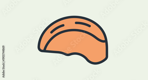Minimalist graphic illustration of a sports helmet representing head safety equipment used in