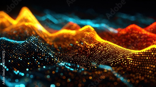 Abstract Color Waves: Dynamic waves of color dance across a dark canvas, creating a mesmerizing display of energy, movement, and visual complexity.