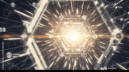 Central Bank Digital Currency CBDC Concept with Futuristic Hexagonal Tunnel and Digital Connections.