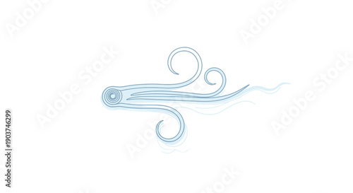 A beautifully stylized light blue illustration depicting the ethereal flow of wind and air