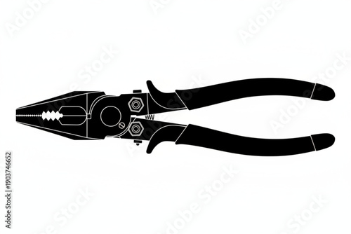 Precision Tool: A close-up silhouette of a versatile pair of pliers, ideal for gripping, bending, and cutting wires.
