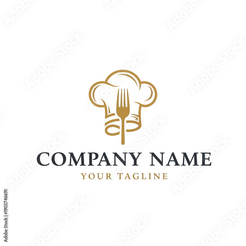 Chef Hat and Fork Logo Design for Culinary Business.