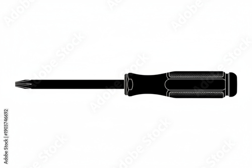 Precise Engineering: A close-up monochrome depiction of a meticulously crafted screwdriver, a tool for precision and craftsmanship.