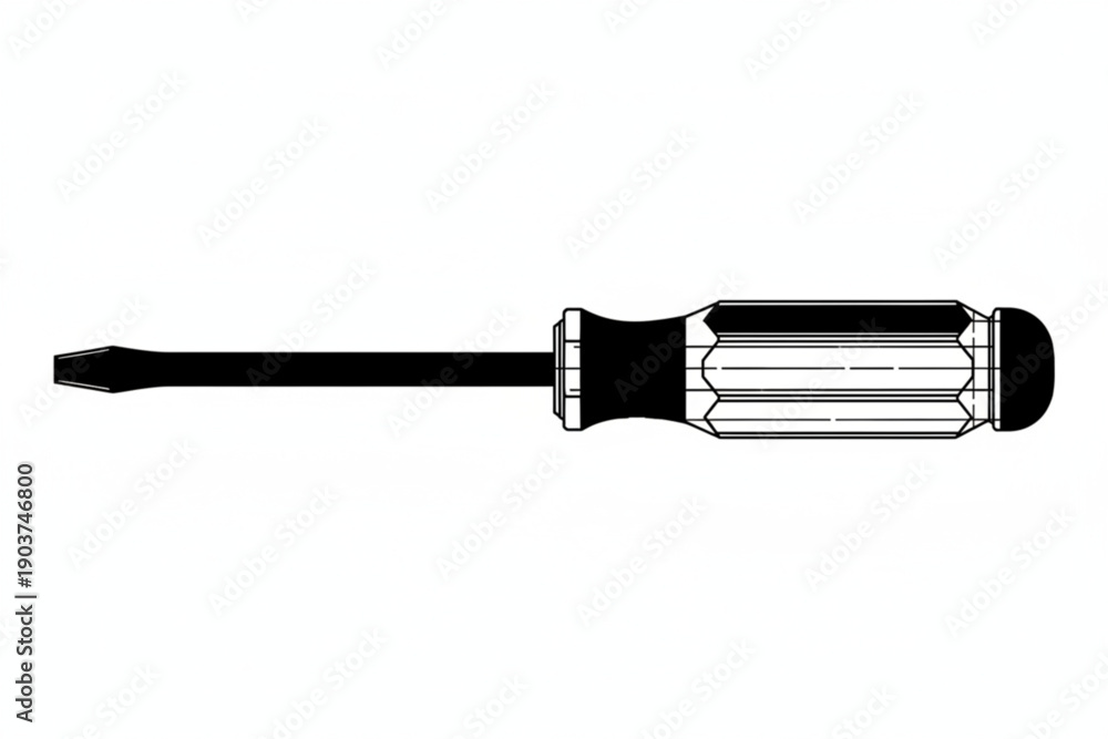 Fototapeta premium Precision Hand Tool: This photo captures a sleek, flathead screwdriver, the essential tool for various tasks. Focus on functionality, this tool is ready to use for multiple projects.