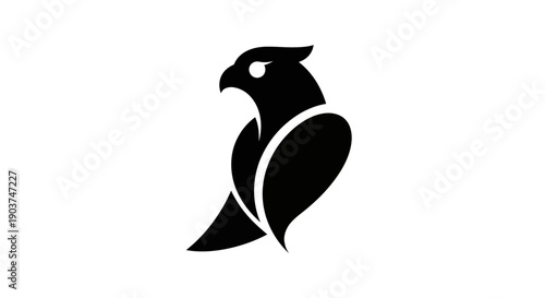 Black silhouette of an eagle on white background