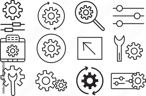 System settings business icons. High-quality sliders and toggles icon set. Transparent background design asset for mobile dashboad.