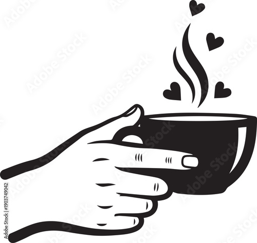 Handheld Coffee Love Vector.