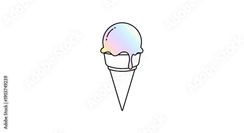 Charming minimalist illustration of a melting pastel ice cream cone a sweet summer delight