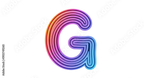 Vibrant Gradient Layered Letter G Illustration with Modern Design and Artistic Flair on White