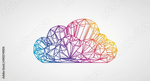 Vibrant geometric cloud illustration with a rainbow gradient depicting modern digital concepts and