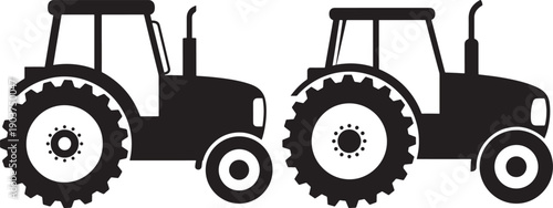 Two tractor silhouette for farm vehicle machine
