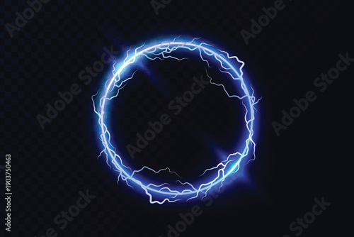 Lightning Bolt Circles Set  Electric Energy Icons & Vector Graphics