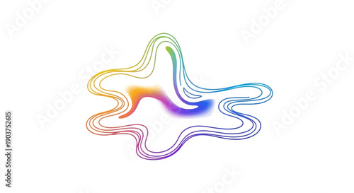 Vibrant flowing gradient liquid design with organic wavy lines and bright hues on white