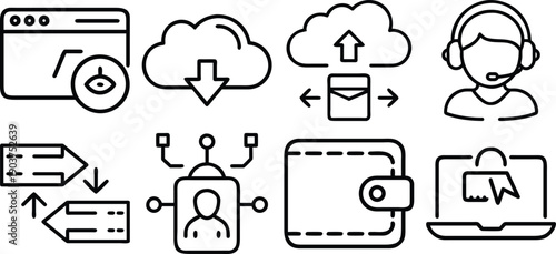 Data center server rack connected to cloud storage and wireless network technology
