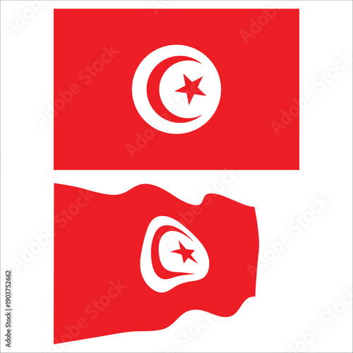 Tunisia flags representing patriotism and national identity with crescent and star