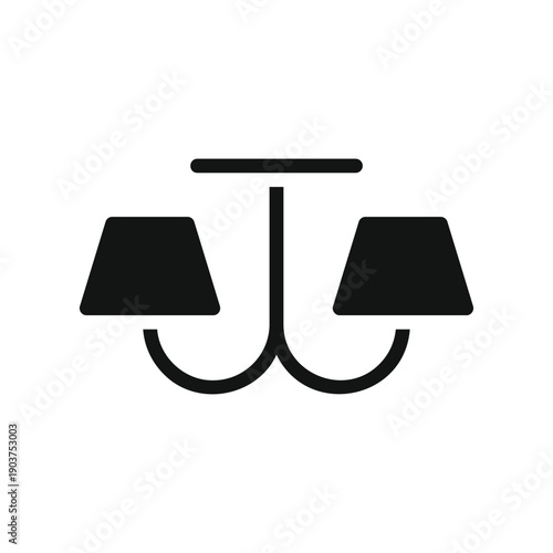 Black silhouette of a double lamp isolated on transparent background