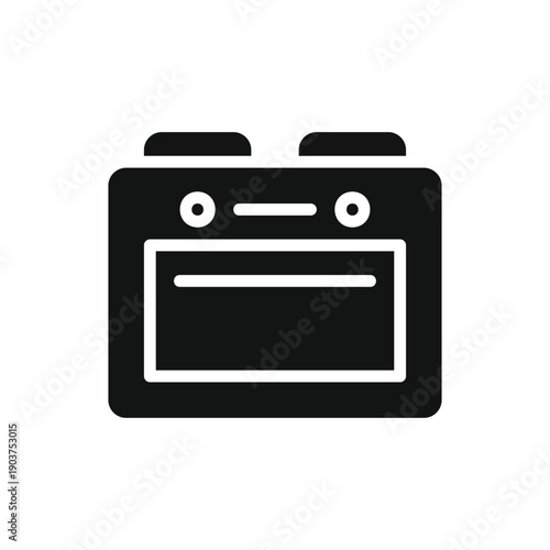 Black and white icon of an oven isolated on transparent background