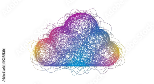 Vibrant Abstract Cloud Graphic Symbolizing Digital Technology and Global Connectivity