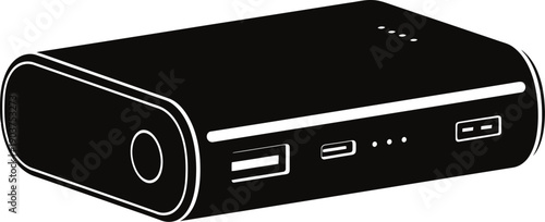 Portable Power Bank Modern Black Silhouette Clean Minimal Vector