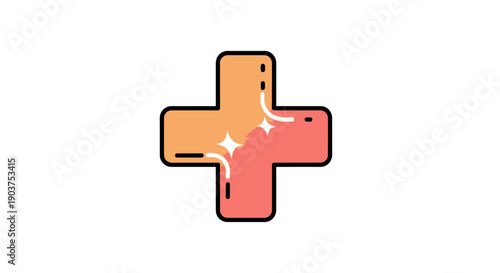 Vibrant gradient plus symbol with shimmering highlights representing positivity growth and medical