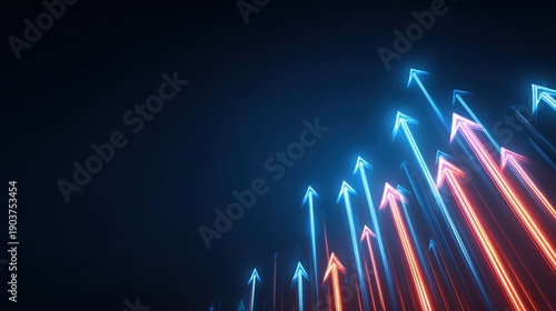 Rising Arrows: Dynamic arrows ascend, symbolizing growth and progress against a deep, vibrant backdrop, inviting viewers to envision a future of advancement.