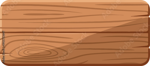 Cartoon wooden sign board with natural wood grain texture, perfect as a blank banner for rustic designs or a decorative element in digital projects