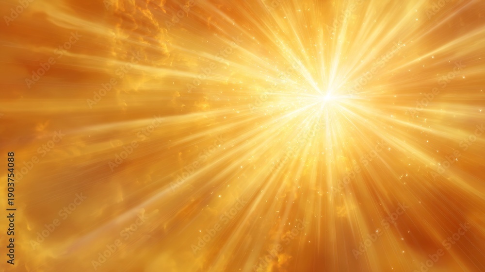Obraz premium Golden Radiance: An ethereal burst of sunlight illuminates the sky, creating a spectacle of bright light and radiant energy, evoking a sense of hope and spiritual enlightenment.