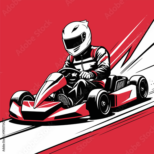 Picture of a go-kart racer with his go-kart