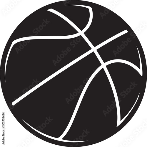 Silhouette of a basketball on a plain background